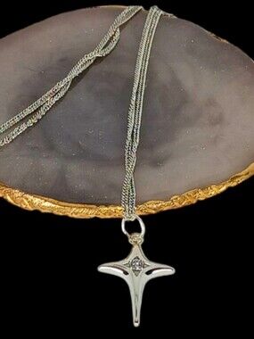 Silver Star Cross Pendant Necklace Downtown Grunge Downtown Girl Office Siren
